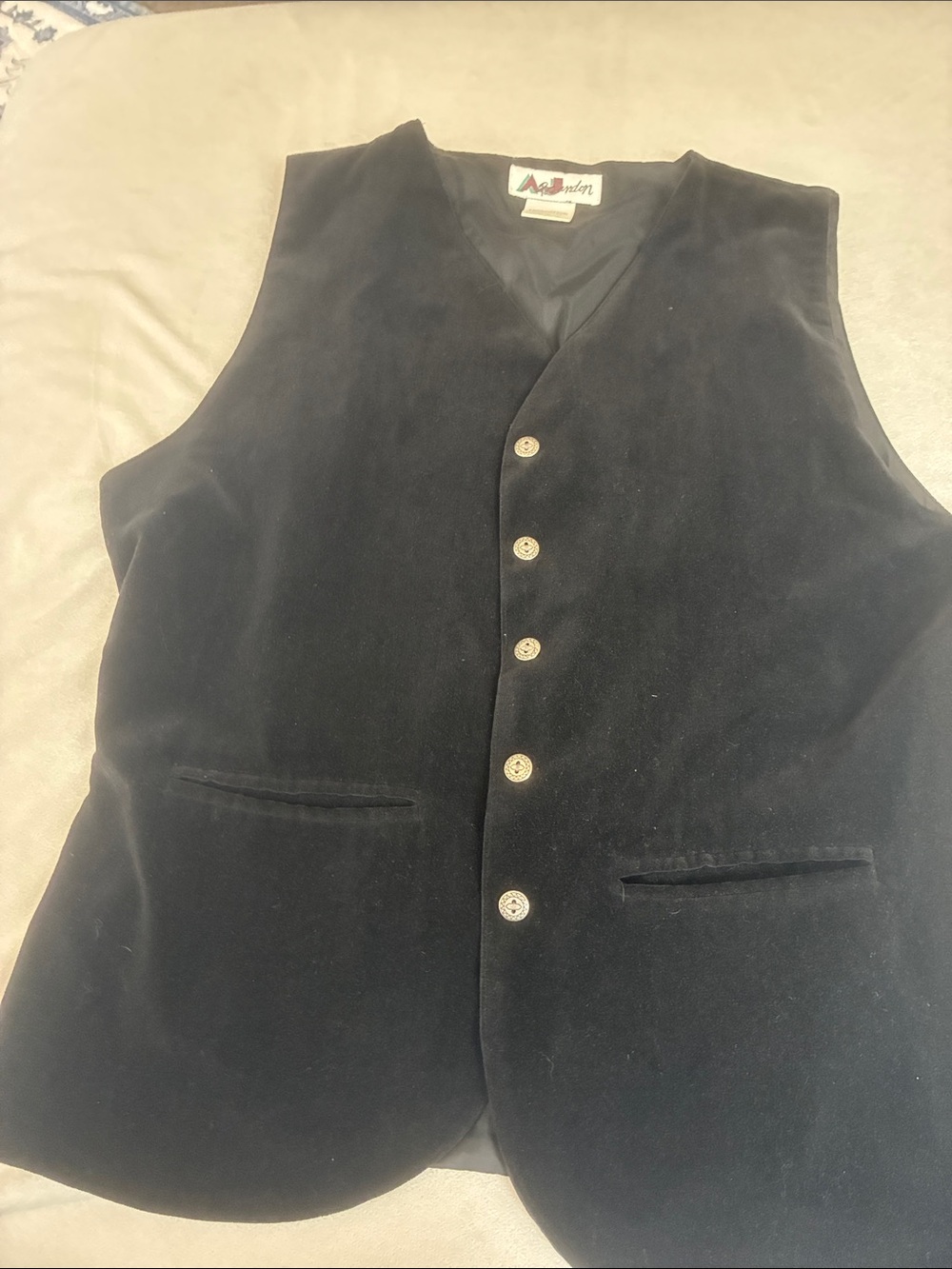 J Brand Black Velvet Button Front Vest
